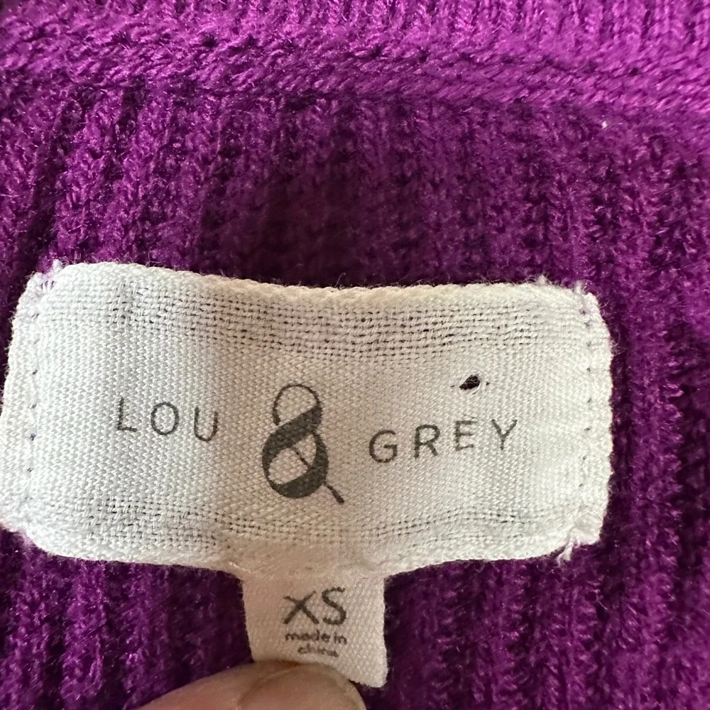 Lou & Grey Purple Long‎ Sleeve Crew Neck Sweater Sz XS Bohemian Artsy Colorful